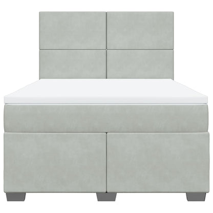 Boxspring met matras fluweel lichtgrijs 140x190 cm