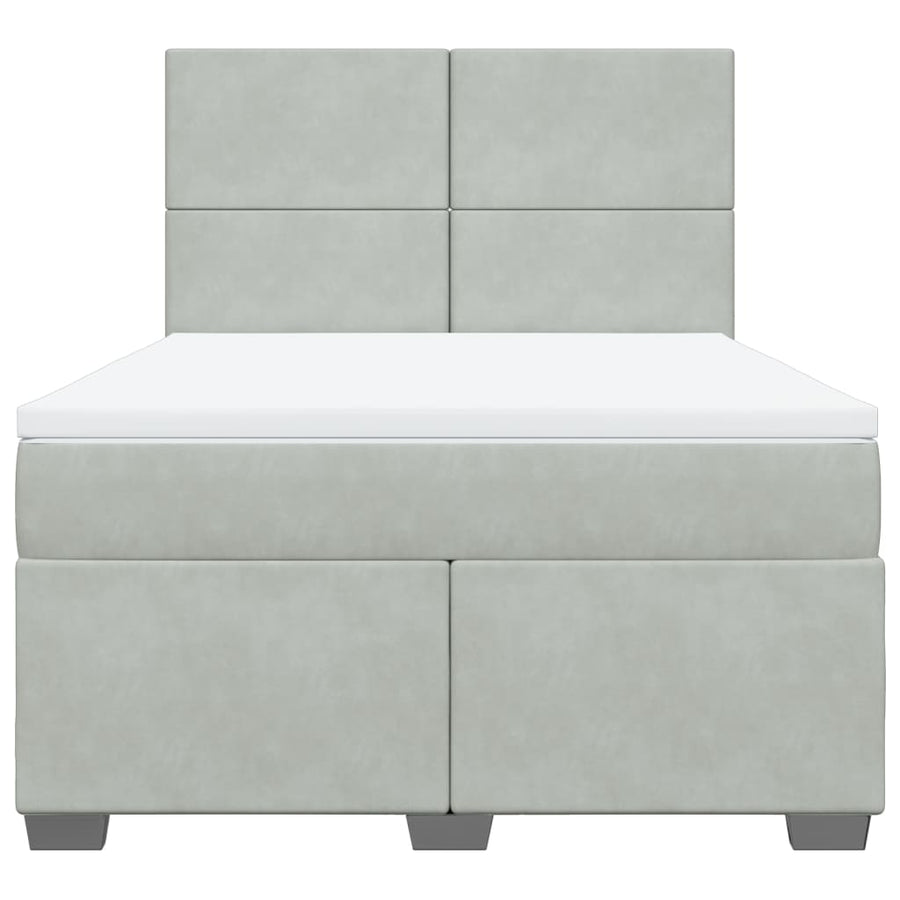 Boxspring met matras fluweel lichtgrijs 140x190 cm