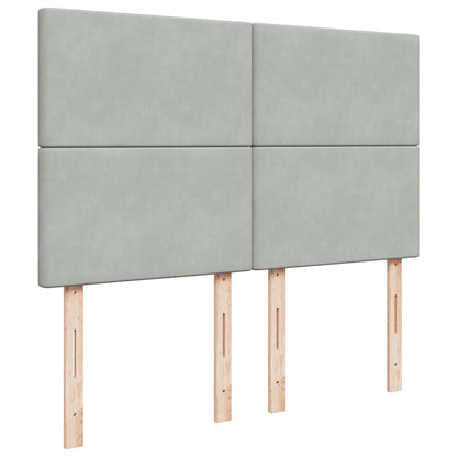 Boxspring met matras fluweel lichtgrijs 140x190 cm