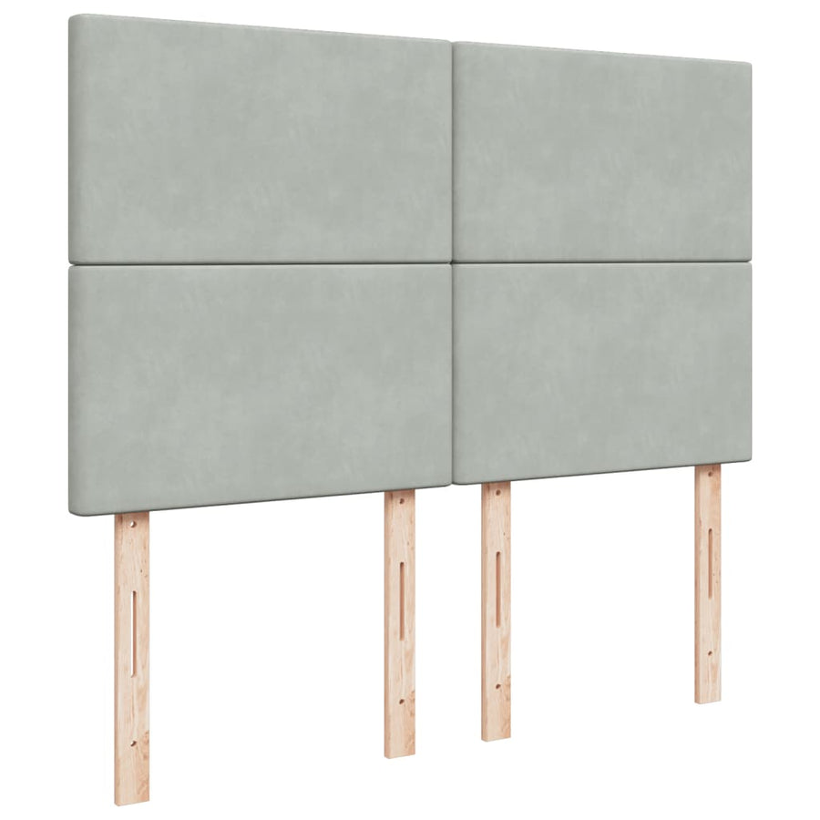 Boxspring met matras fluweel lichtgrijs 140x190 cm