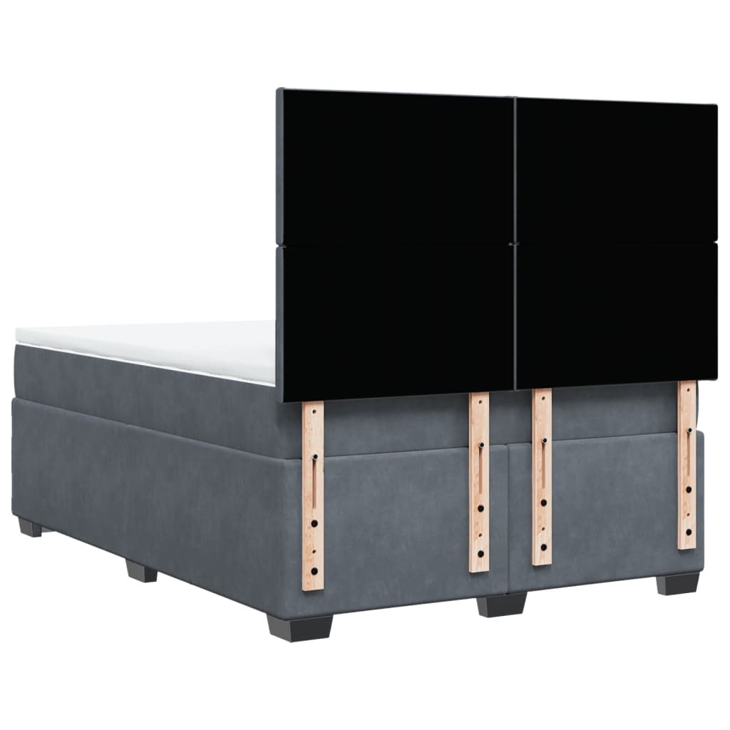 Boxspring met matras fluweel donkergrijs 140x190 cm