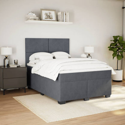 Boxspring met matras fluweel donkergrijs 140x190 cm