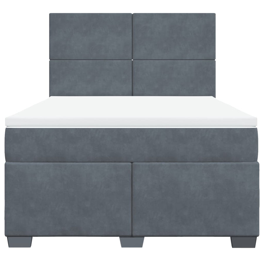 Boxspring met matras fluweel donkergrijs 140x190 cm