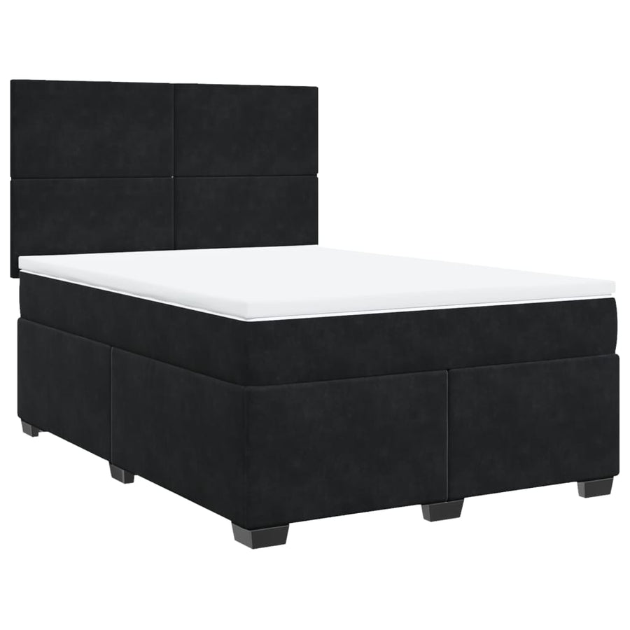 Boxspring met matras fluweel zwart 140x190 cm
