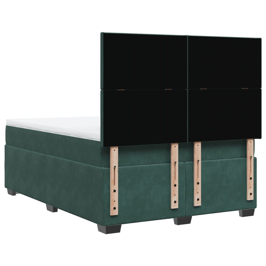 Boxspring met matras fluweel donkergroen 140x190 cm