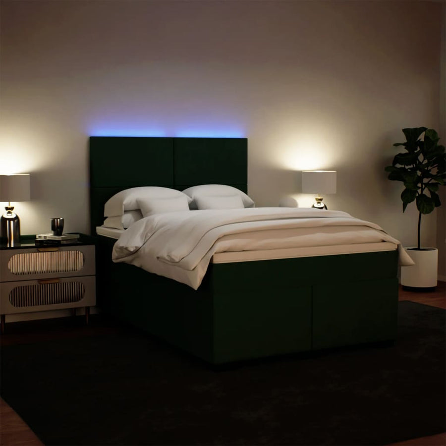 Boxspring met matras fluweel donkergroen 140x190 cm