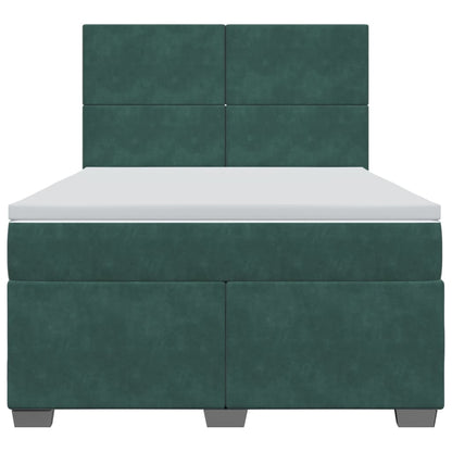 Boxspring met matras fluweel donkergroen 140x190 cm