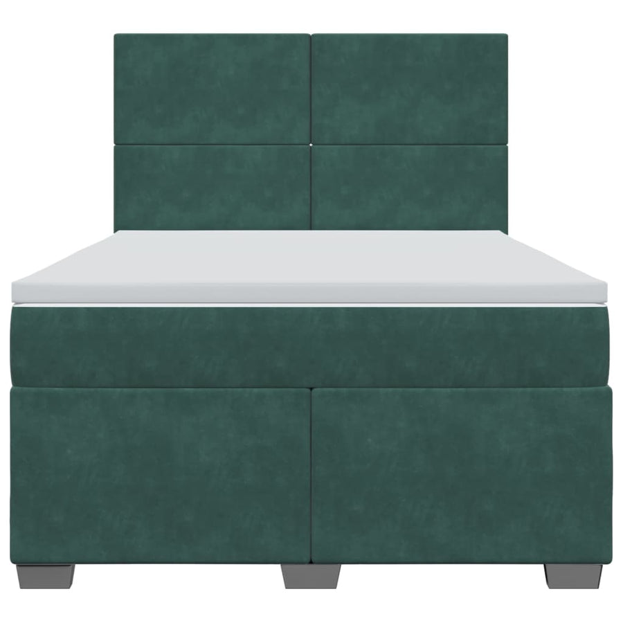 Boxspring met matras fluweel donkergroen 140x190 cm
