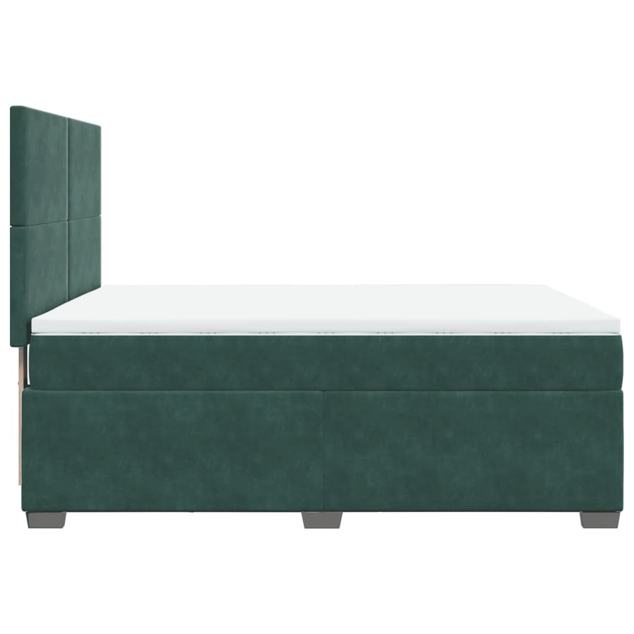 Boxspring met matras fluweel donkergroen 140x190 cm