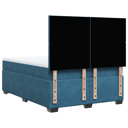 Boxspring met matras fluweel blauw 140x190 cm