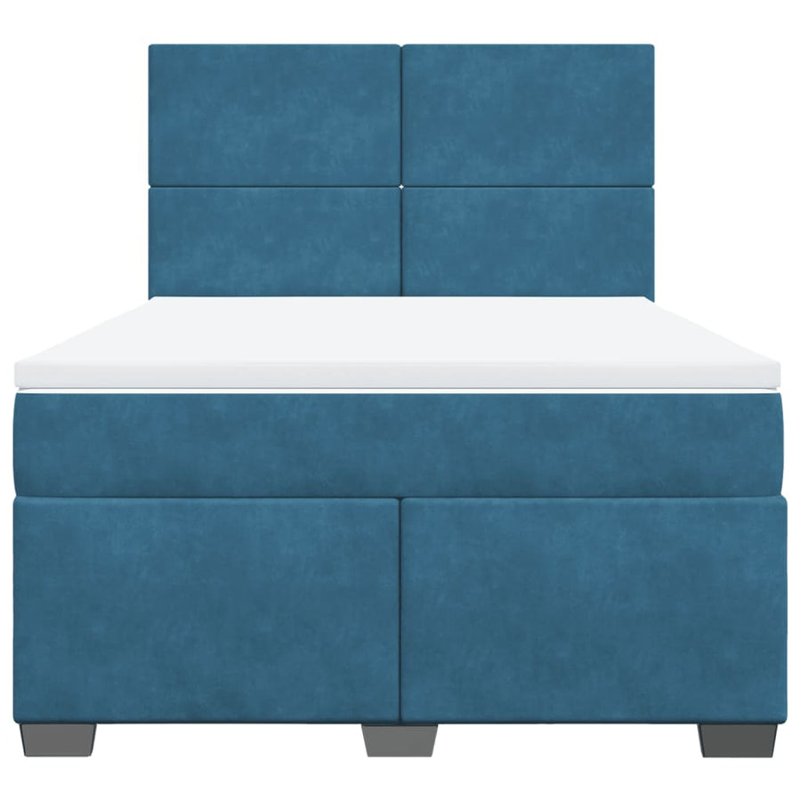 Boxspring met matras fluweel blauw 140x190 cm