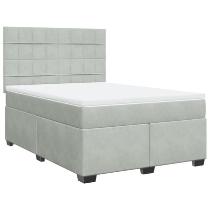 Boxspring met matras fluweel lichtgrijs 140x190 cm