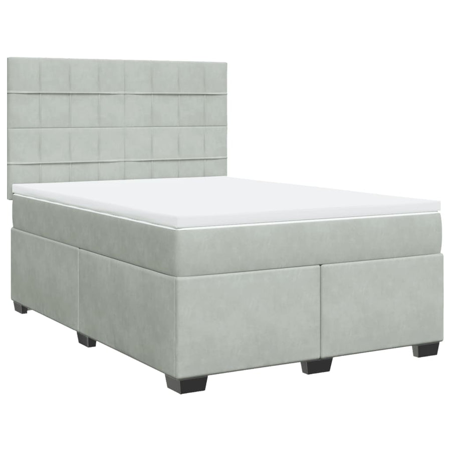 Boxspring met matras fluweel lichtgrijs 140x190 cm