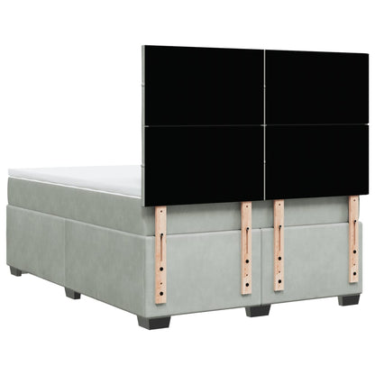 Boxspring met matras fluweel lichtgrijs 140x190 cm