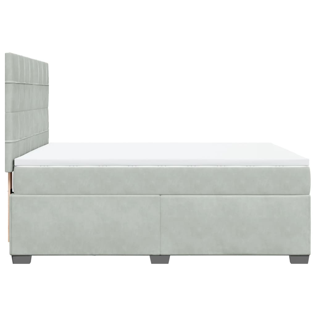 Boxspring met matras fluweel lichtgrijs 140x190 cm