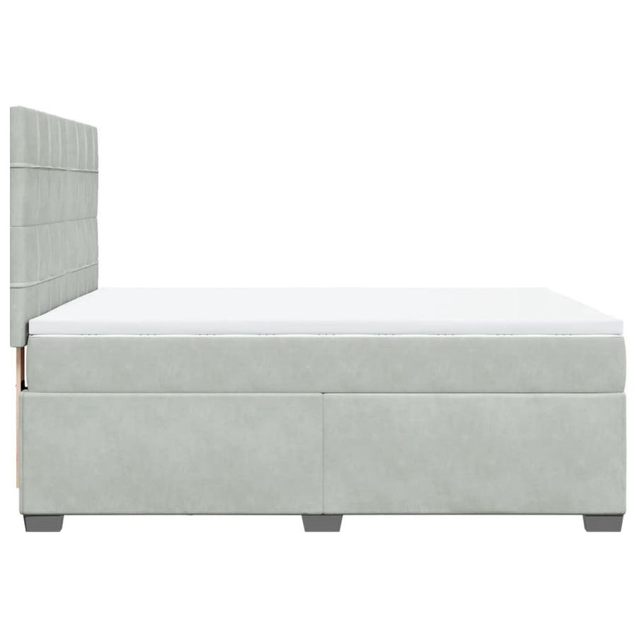 Boxspring met matras fluweel lichtgrijs 140x190 cm