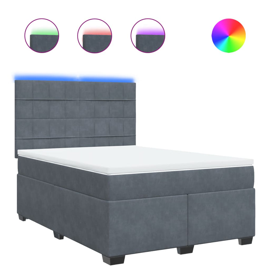 Boxspring met matras fluweel donkergrijs 140x190 cm