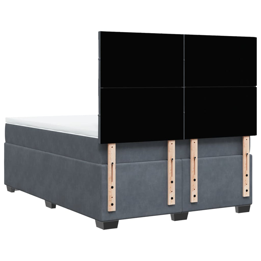 Boxspring met matras fluweel donkergrijs 140x190 cm