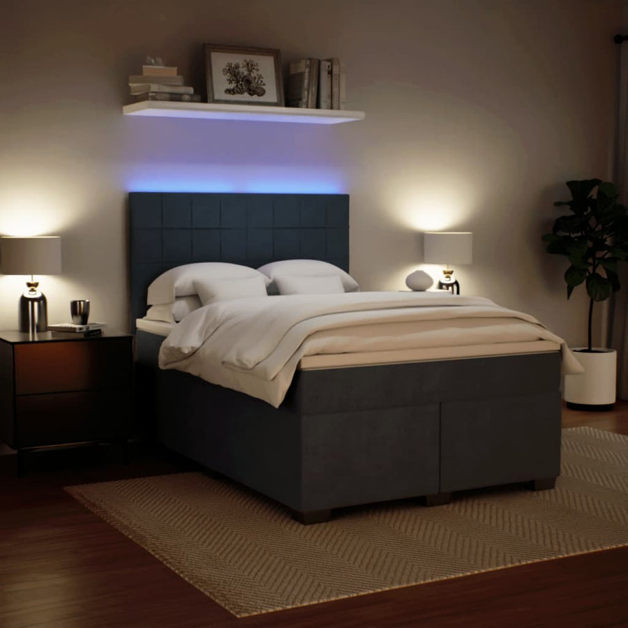 Boxspring met matras fluweel donkergrijs 140x190 cm