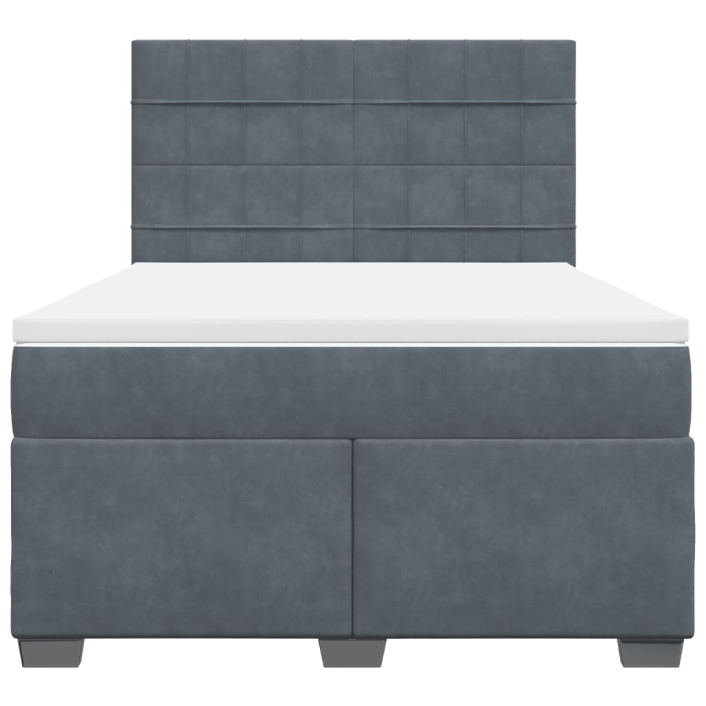 Boxspring met matras fluweel donkergrijs 140x190 cm
