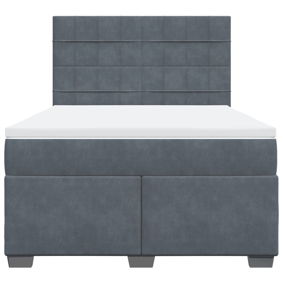 Boxspring met matras fluweel donkergrijs 140x190 cm