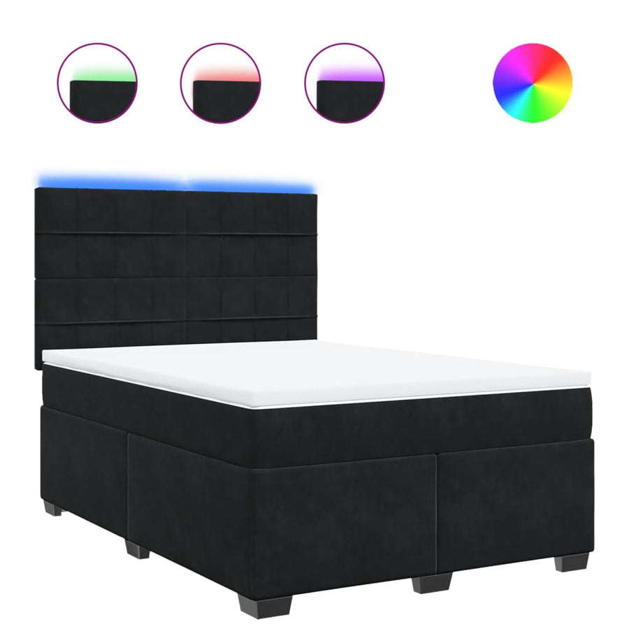 Boxspring met matras fluweel zwart 140x190 cm