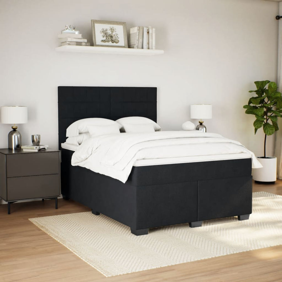 Boxspring met matras fluweel zwart 140x190 cm