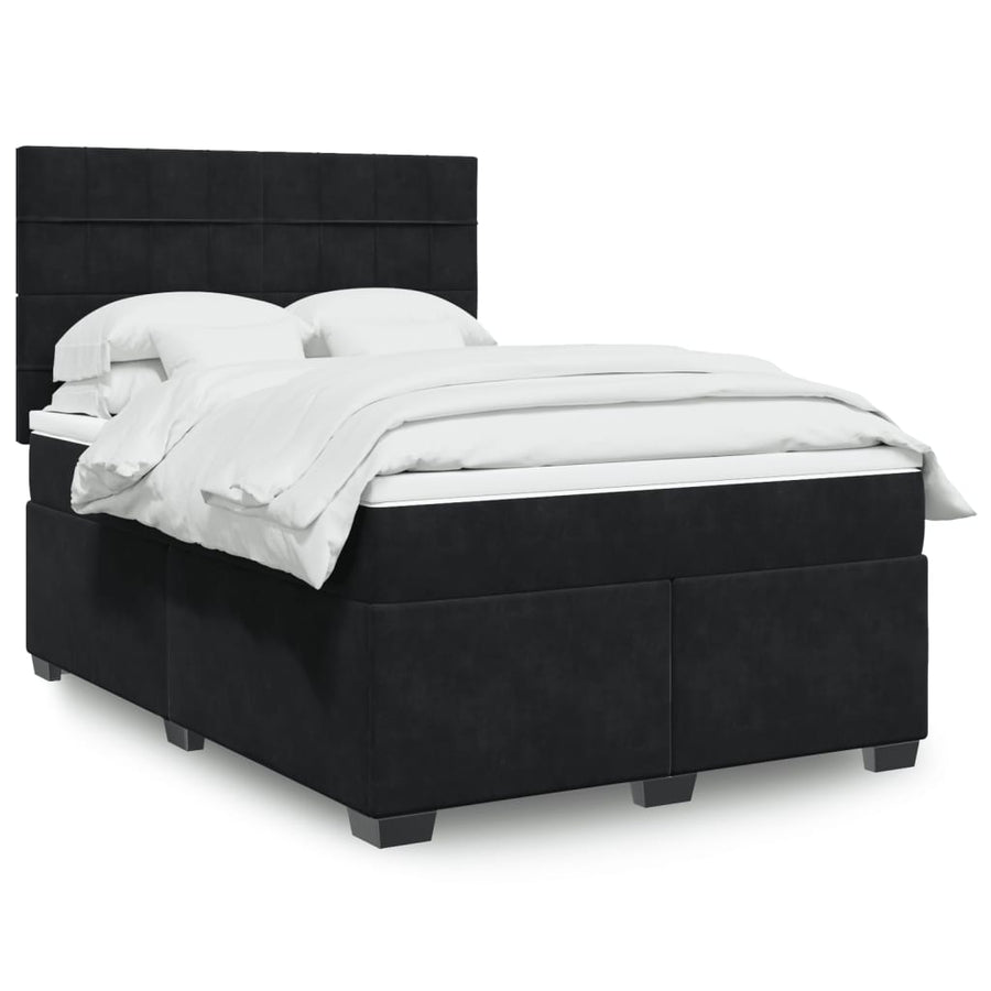 Boxspring met matras fluweel zwart 140x190 cm