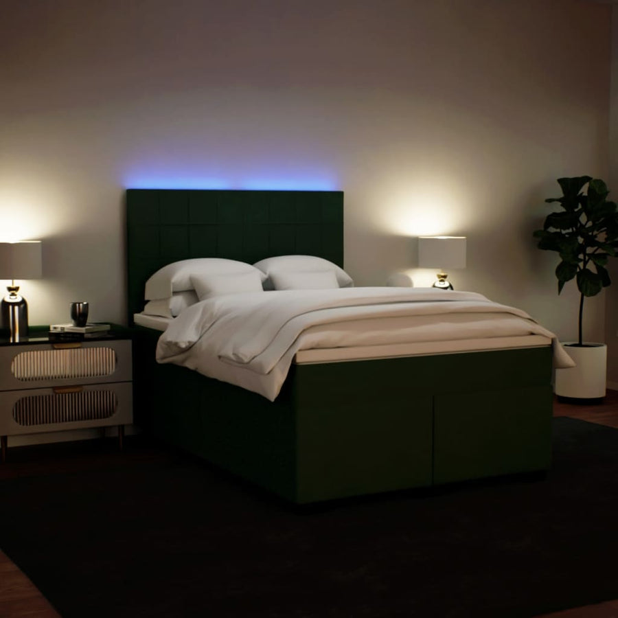 Boxspring met matras fluweel donkergroen 140x190 cm