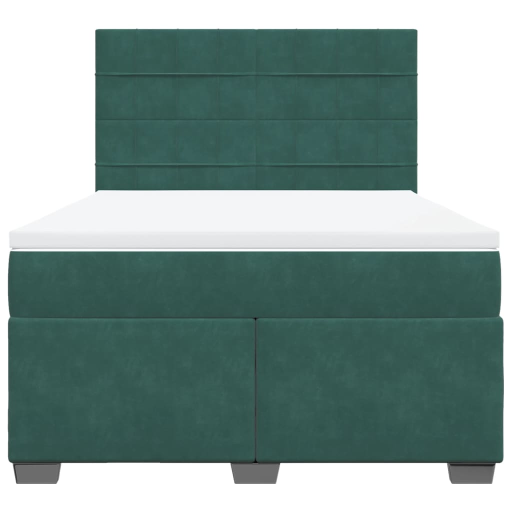 Boxspring met matras fluweel donkergroen 140x190 cm