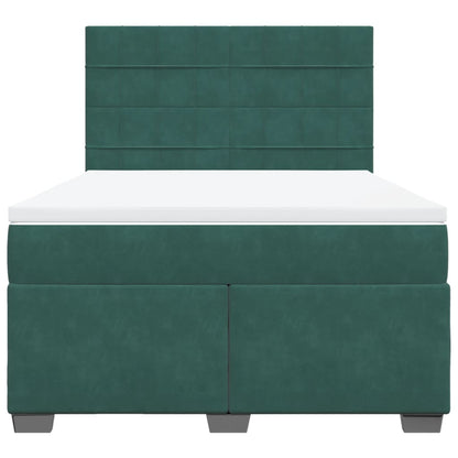 Boxspring met matras fluweel donkergroen 140x190 cm