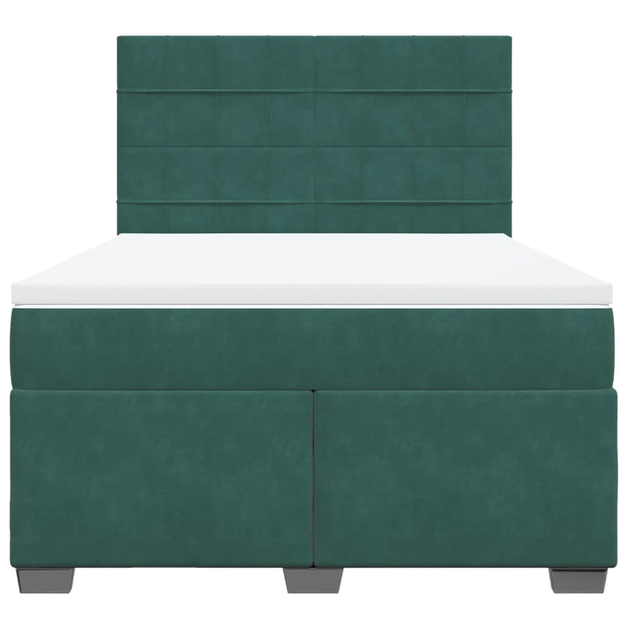 Boxspring met matras fluweel donkergroen 140x190 cm