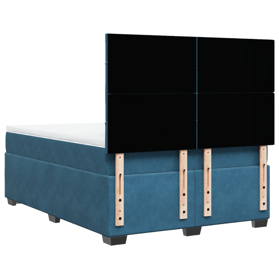 Boxspring met matras fluweel blauw 140x190 cm