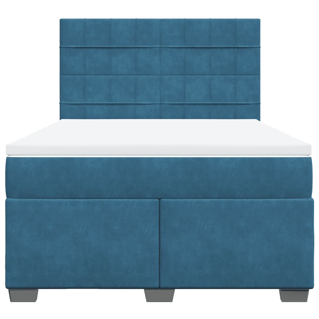 Boxspring met matras fluweel blauw 140x190 cm