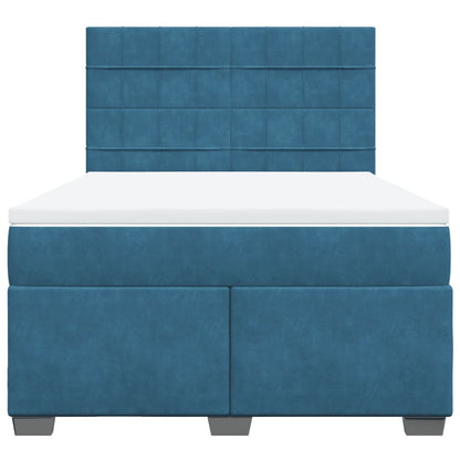 Boxspring met matras fluweel blauw 140x190 cm