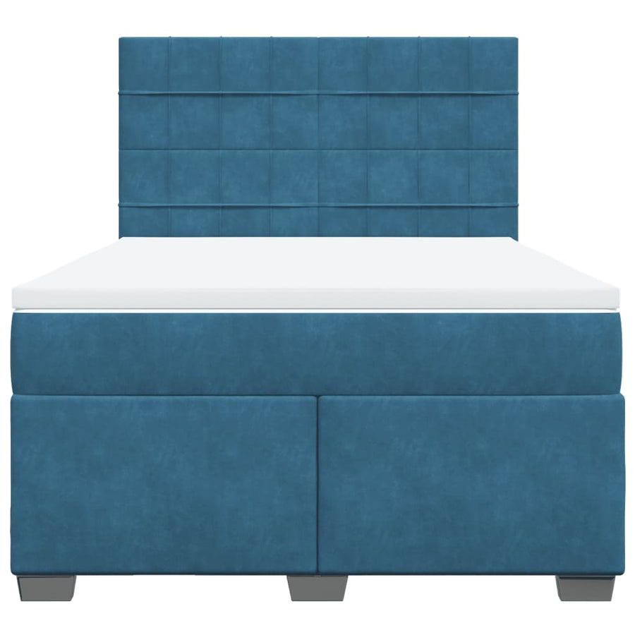 Boxspring met matras fluweel blauw 140x190 cm