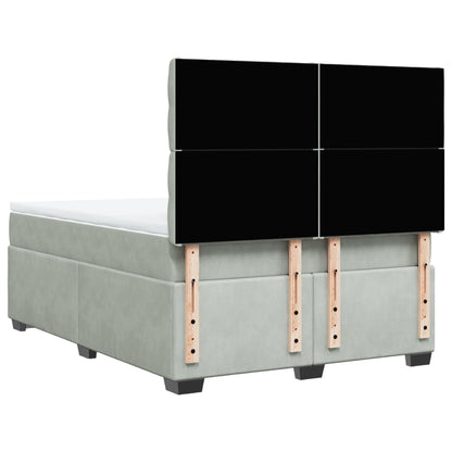 Boxspring met matras fluweel lichtgrijs 140x190 cm