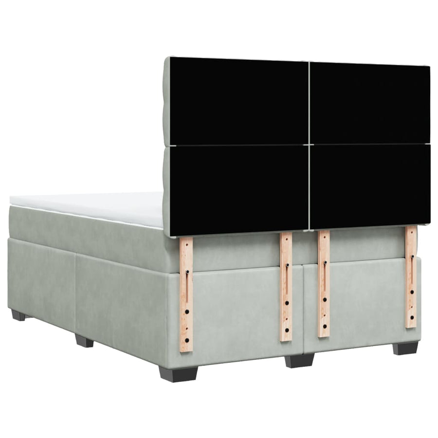 Boxspring met matras fluweel lichtgrijs 140x190 cm