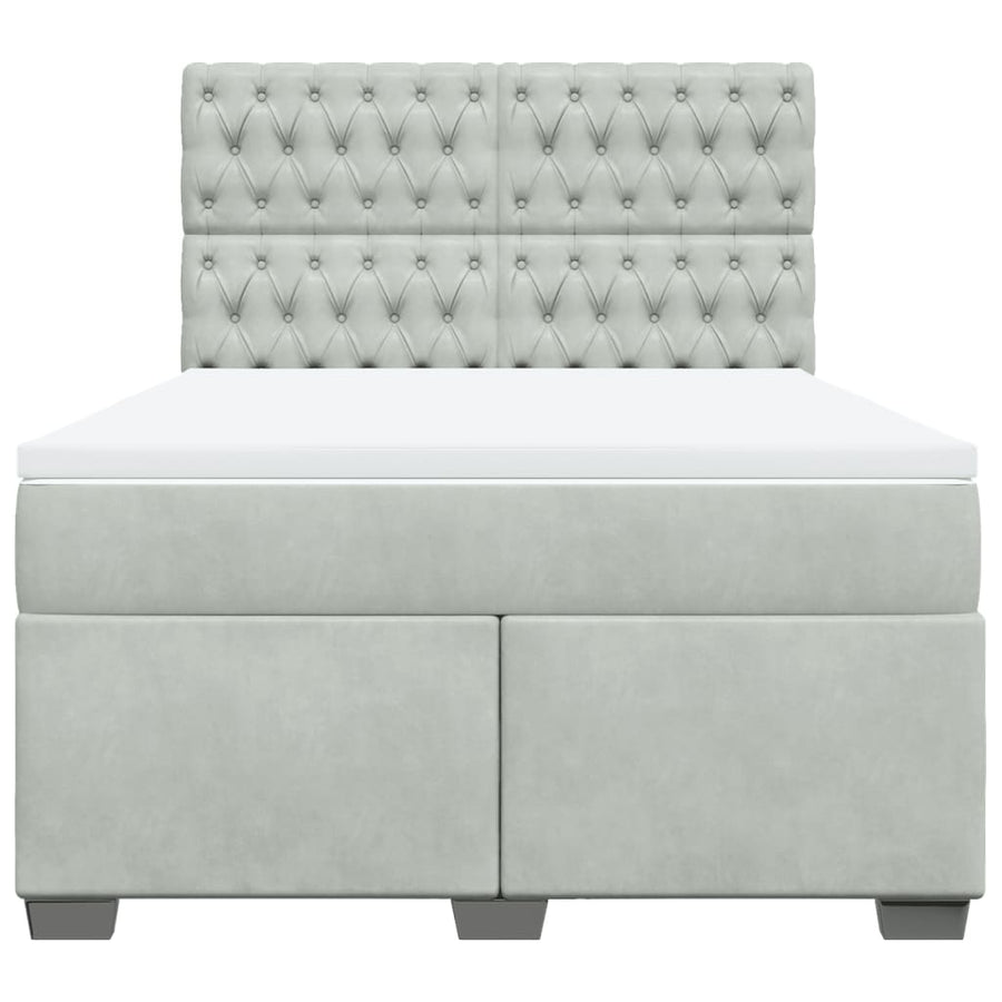 Boxspring met matras fluweel lichtgrijs 140x190 cm