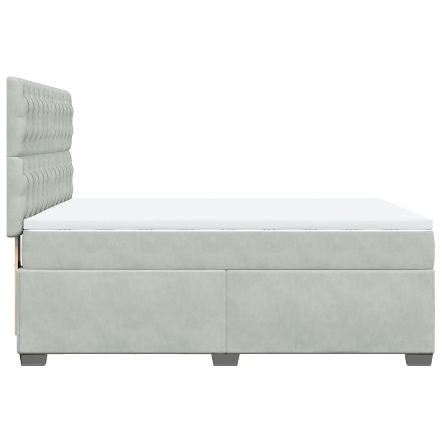 Boxspring met matras fluweel lichtgrijs 140x190 cm