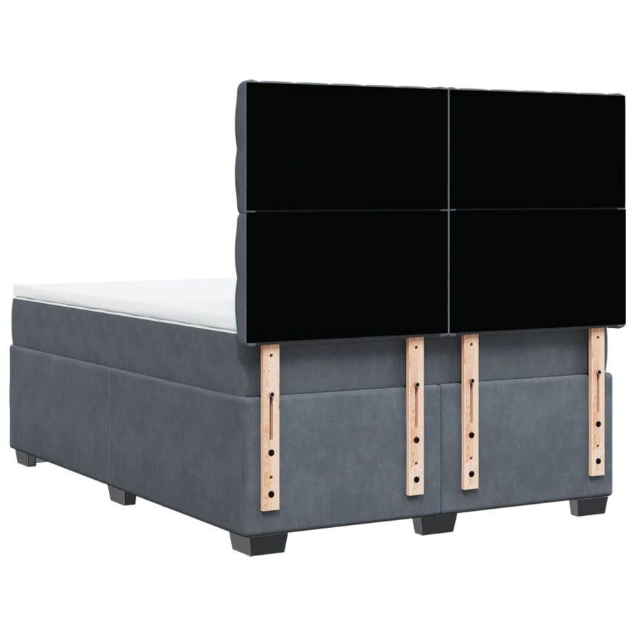 Boxspring met matras fluweel donkergrijs 140x190 cm