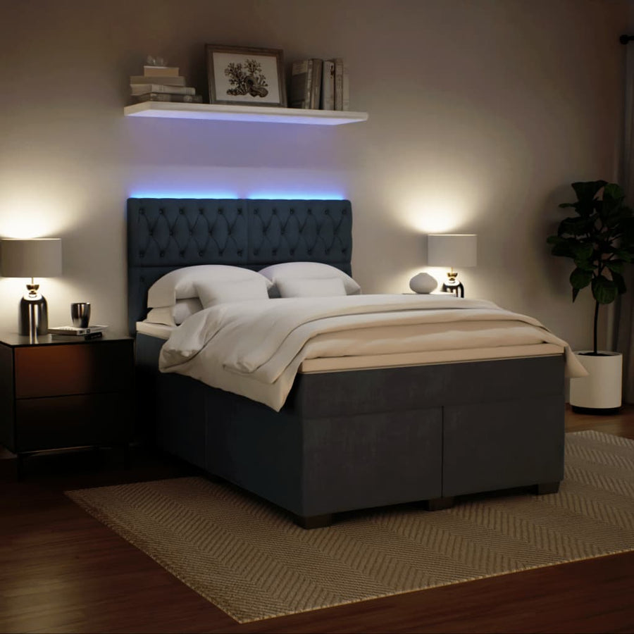Boxspring met matras fluweel donkergrijs 140x190 cm