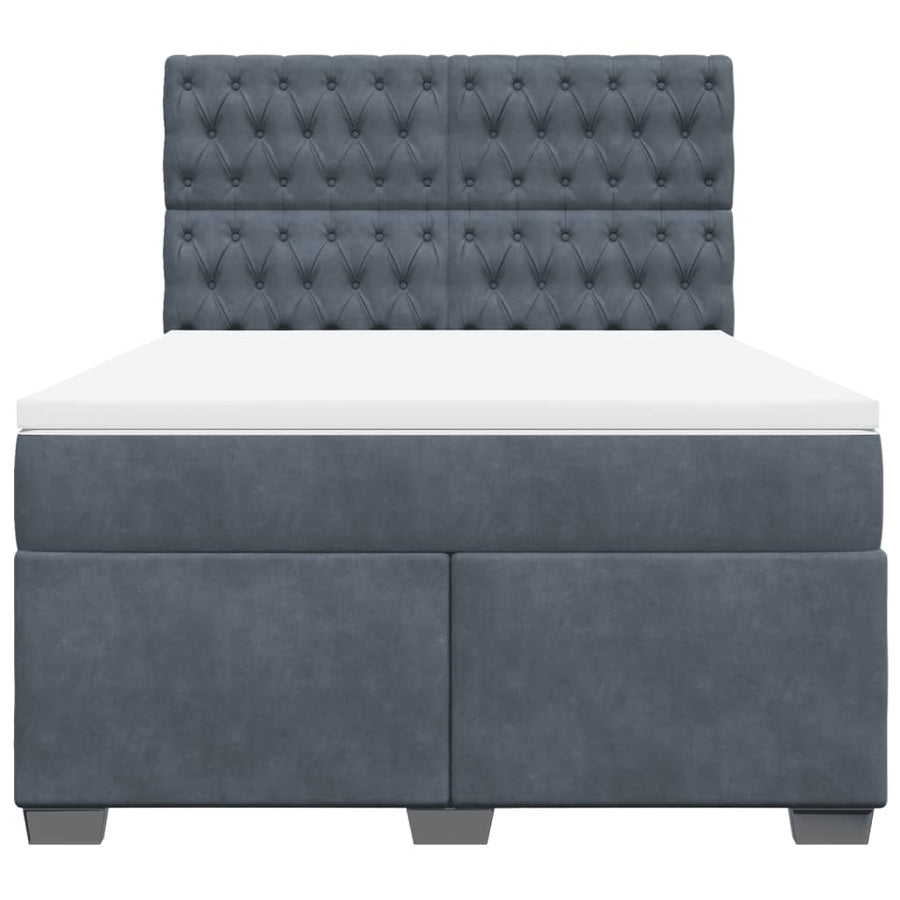 Boxspring met matras fluweel donkergrijs 140x190 cm