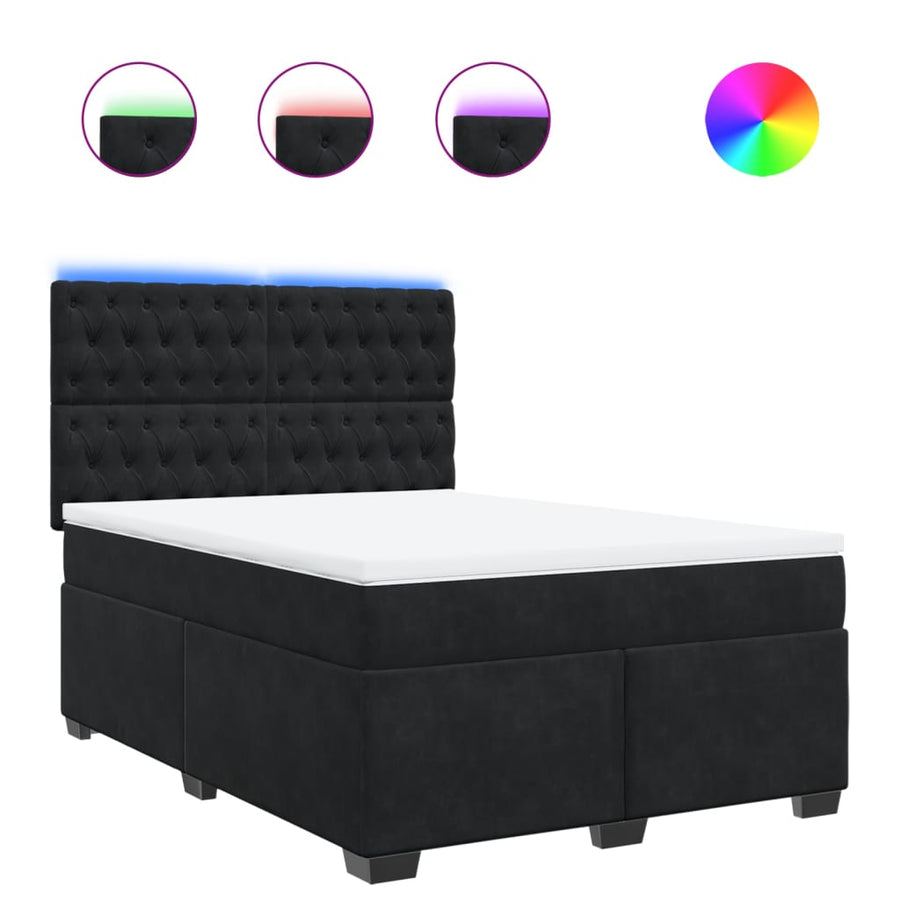 Boxspring met matras fluweel zwart 140x190 cm
