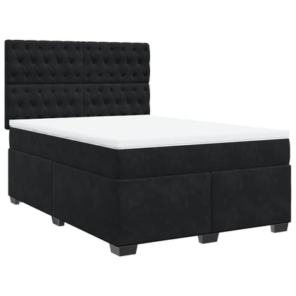 Boxspring met matras fluweel zwart 140x190 cm