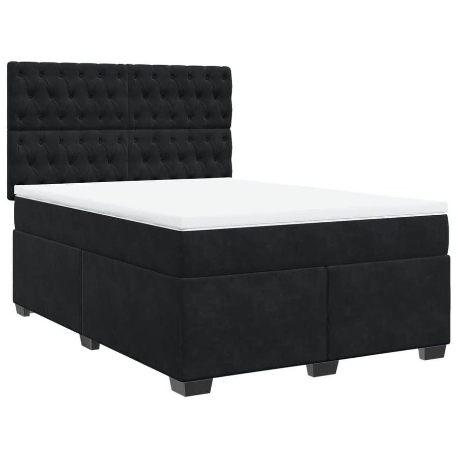 Boxspring met matras fluweel zwart 140x190 cm