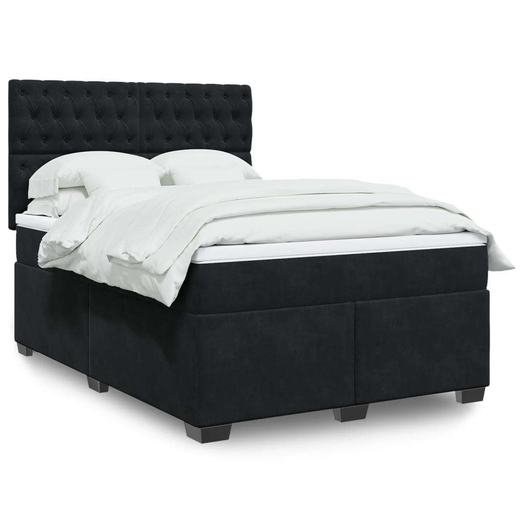 Boxspring met matras fluweel zwart 140x190 cm