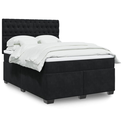 Boxspring met matras fluweel zwart 140x190 cm