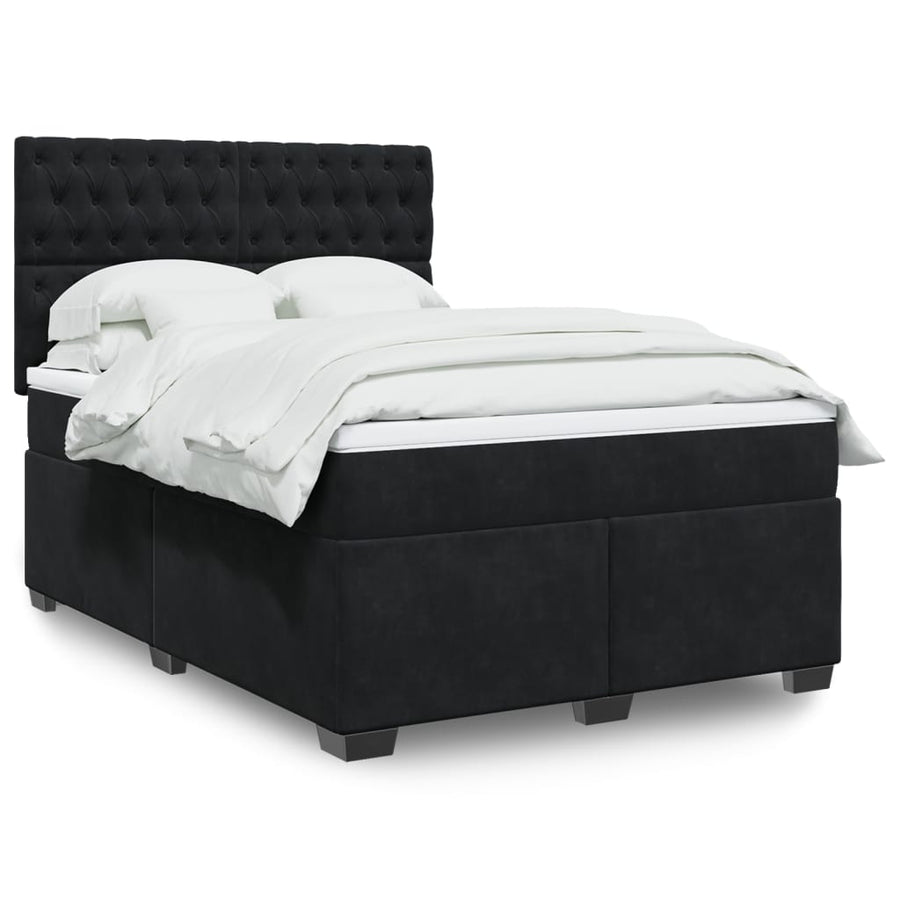 Boxspring met matras fluweel zwart 140x190 cm