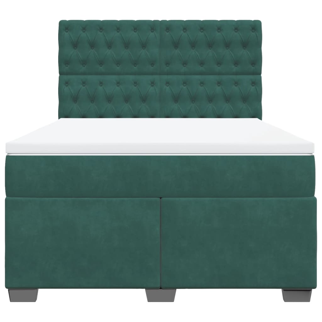 Boxspring met matras fluweel donkergroen 140x190 cm
